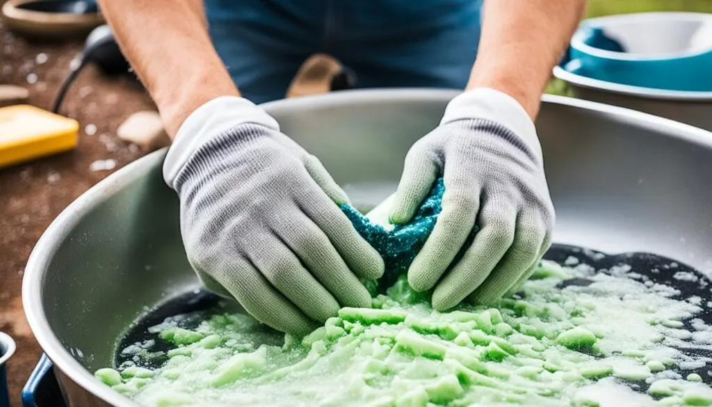 efficient dish cleaning techniques for camping