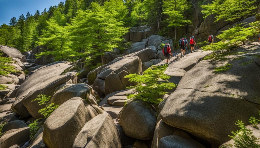 Hiking at Purgatory Chasm State Reservation