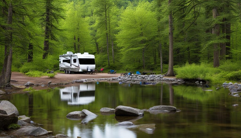 RV camping at Crooked Creek State Recreation Site