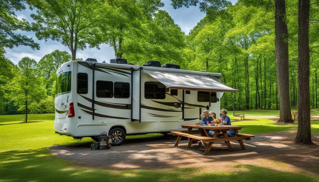 RV camping at Nathan Bedford Forrest State Park