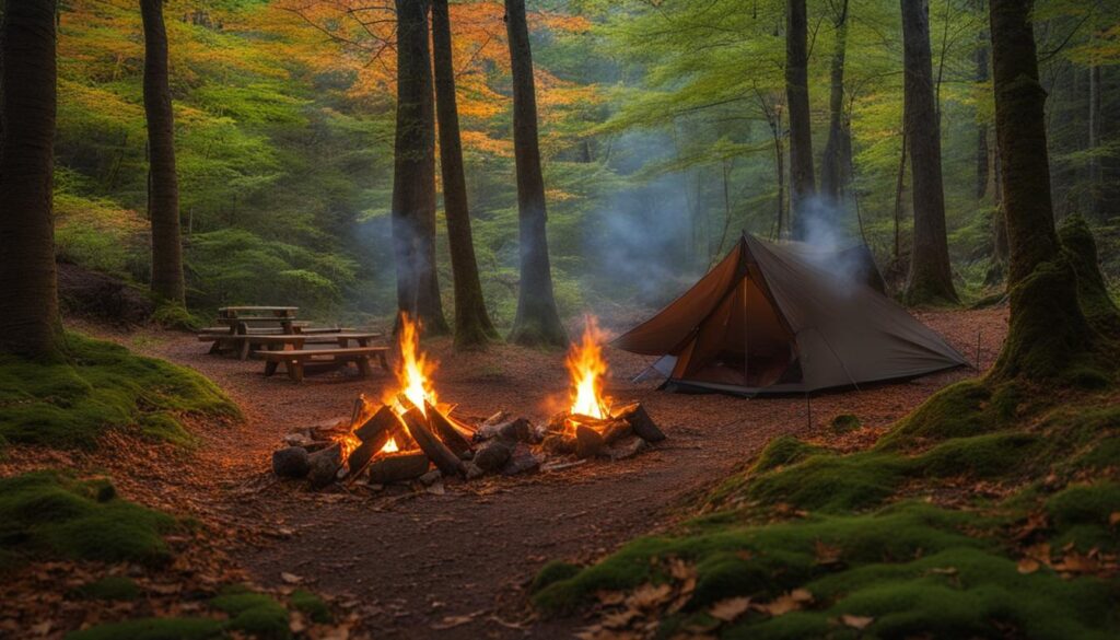 Wooded Campsite at Macomb Reservation State Park