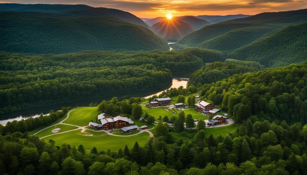 aerial views of Pipestem Resort State Park