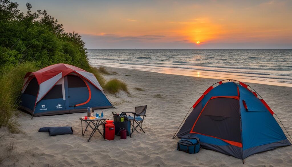 beach camping at Grand Isle State Park