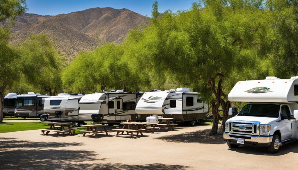 campground facilities at Lake Perris State Recreation Area