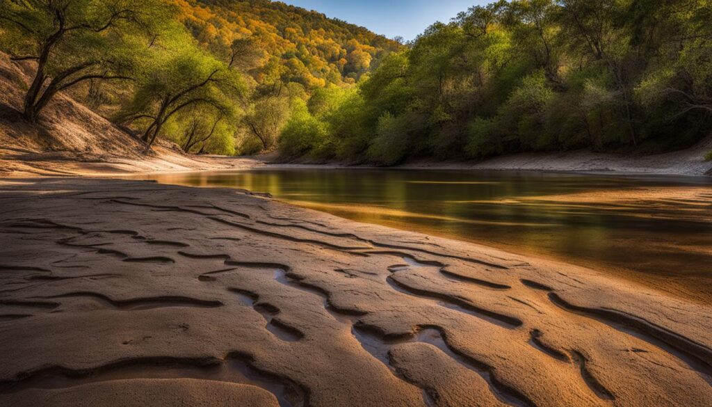 dinosaur tracks in the Paluxy River