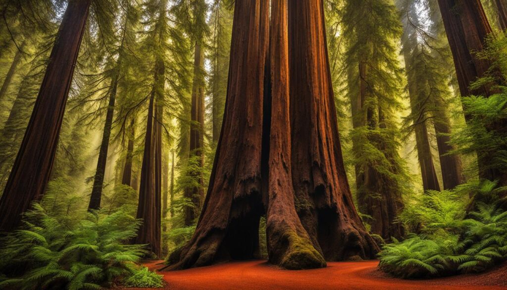 giant trees in humboldt redwoods