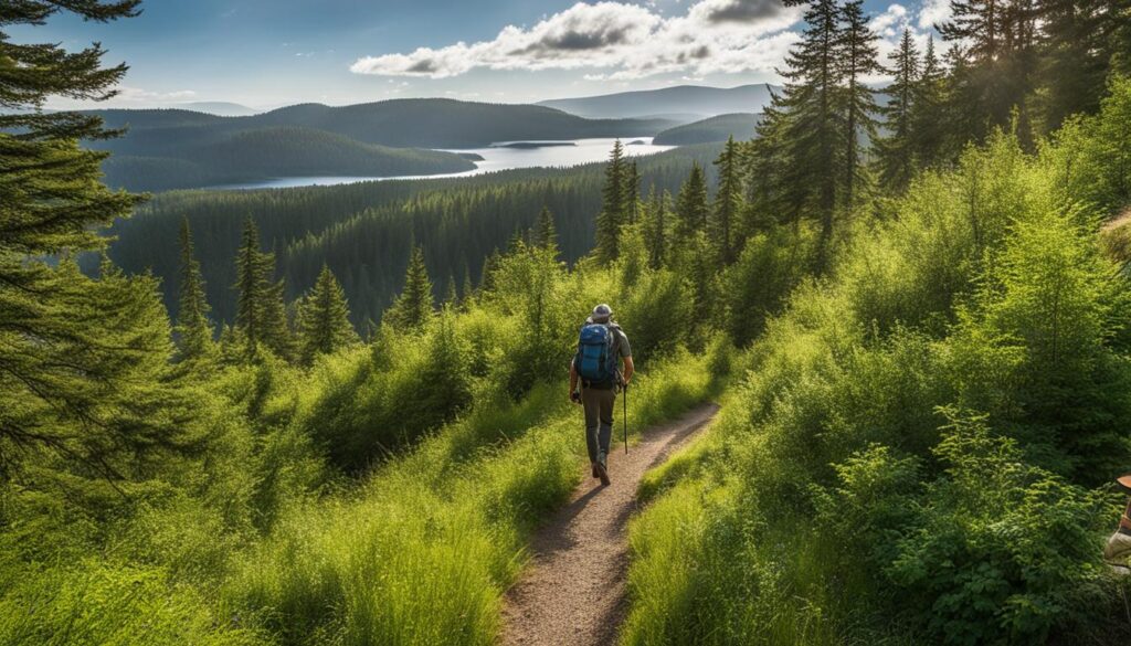 hiking at Curlew Lake State Park