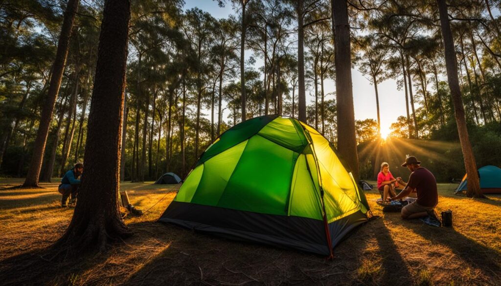 man tent camping