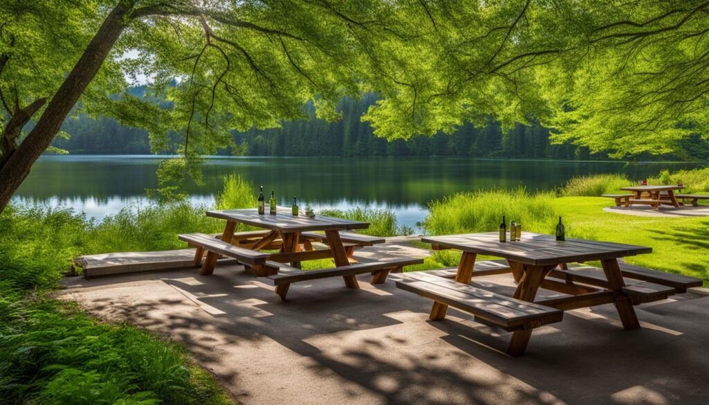 picnic area at Highline Lake State Park