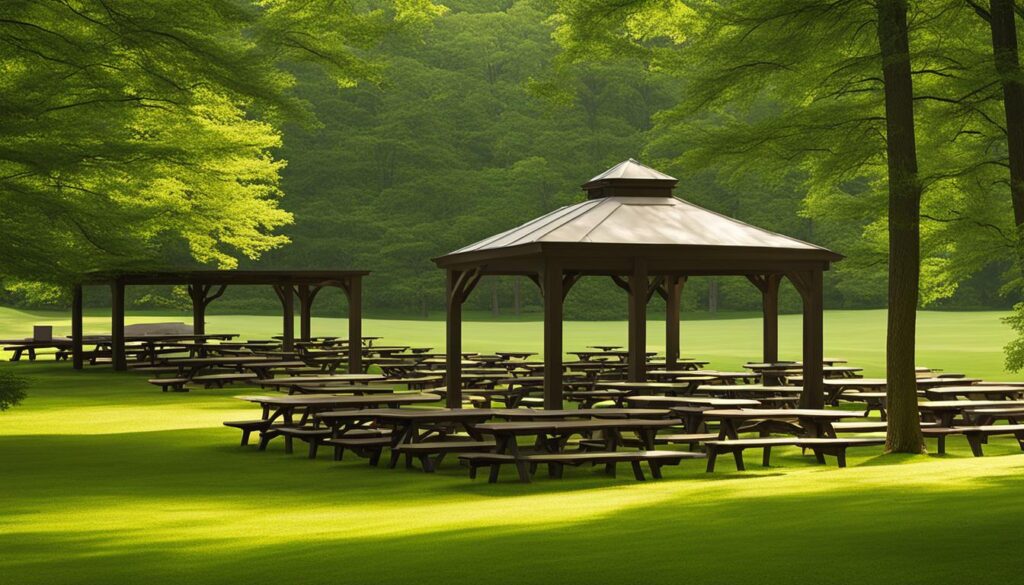 picnic tables and pavilions