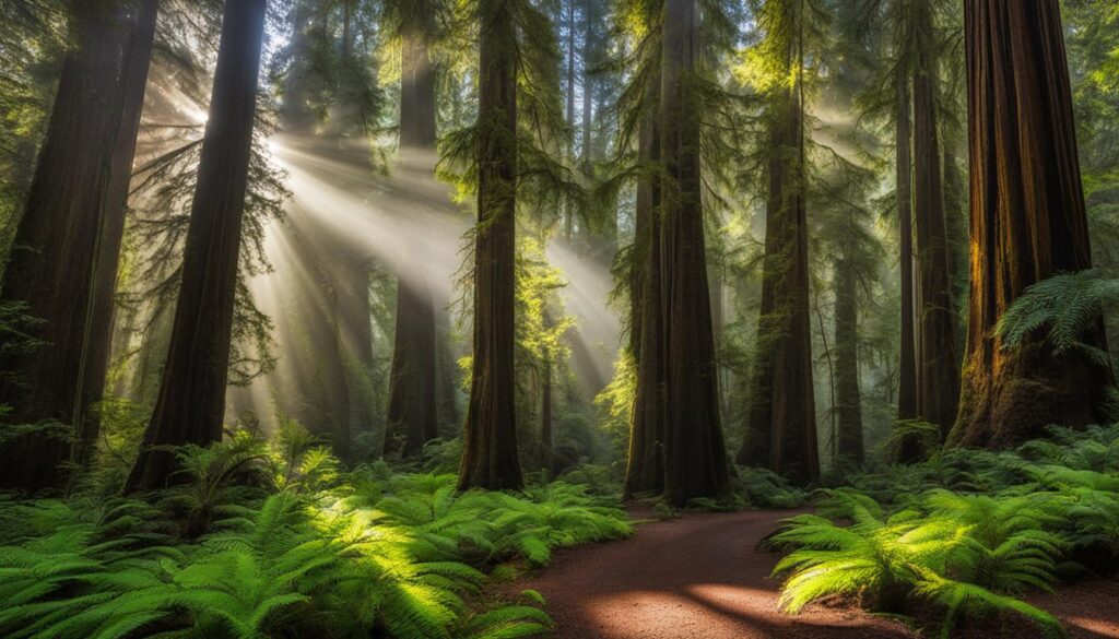 redwoods in Mendocino Woodlands State Park