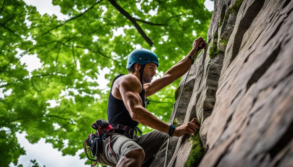 rock climbing at Devil's Lake State Park