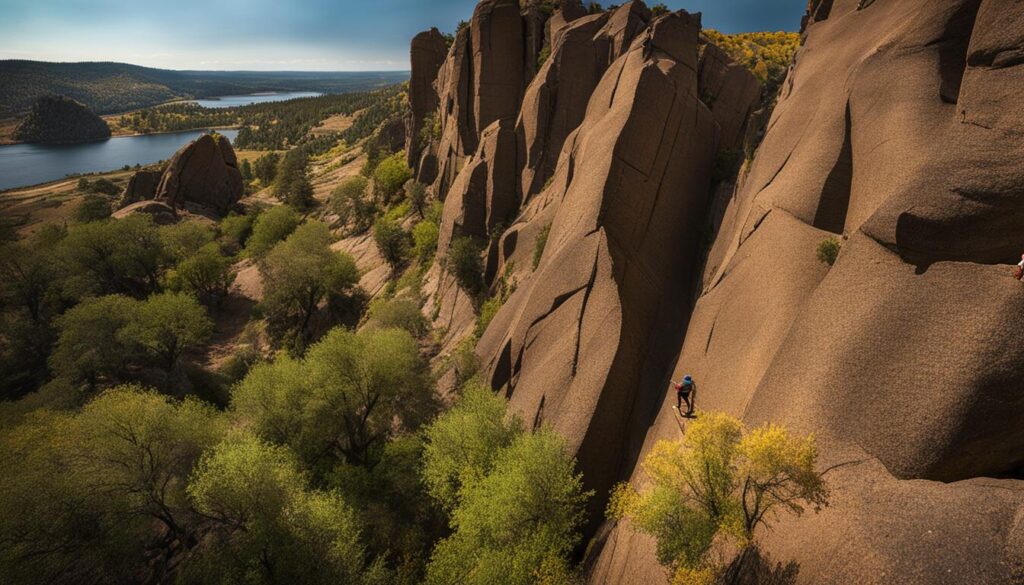 rock climbing at Steamboat Rock State Park