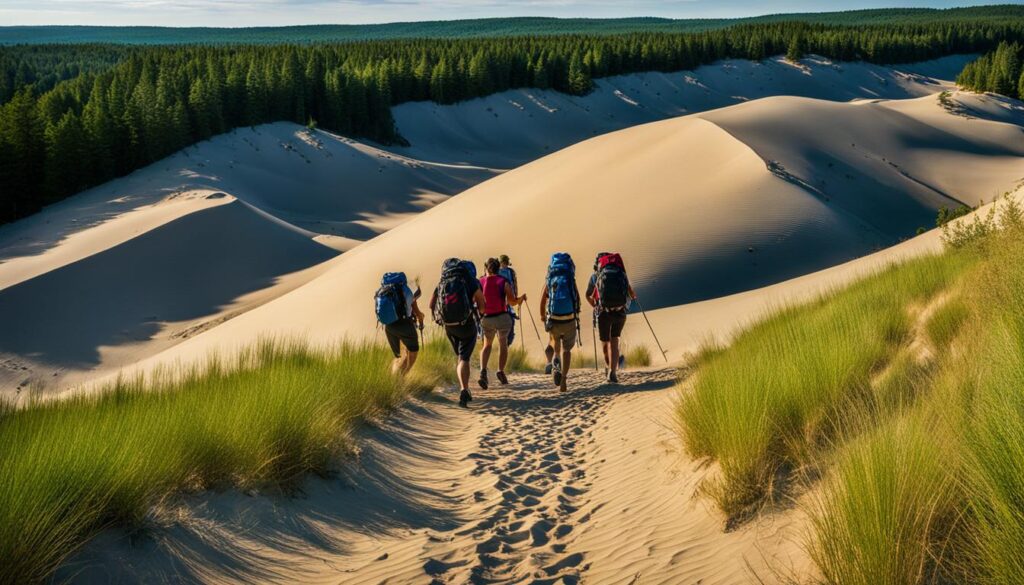 sand dune hiking at Duck Lake State Park