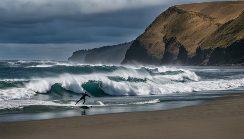 surfing at Smelt Sands State Recreation Site