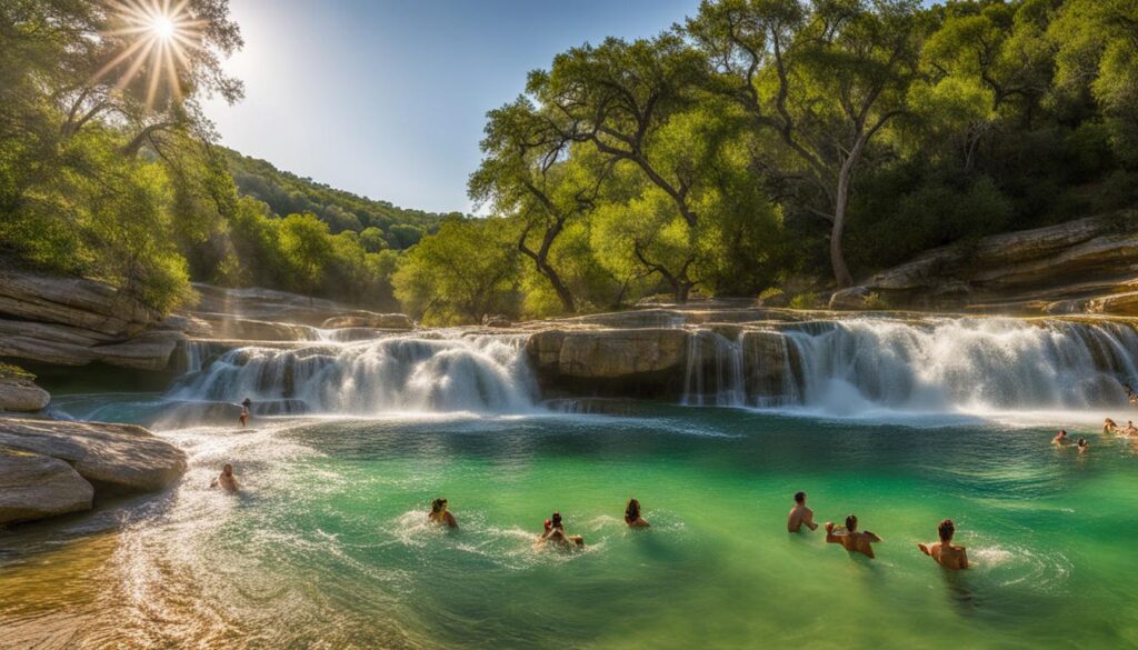 swimming at Pedernales Falls State Park