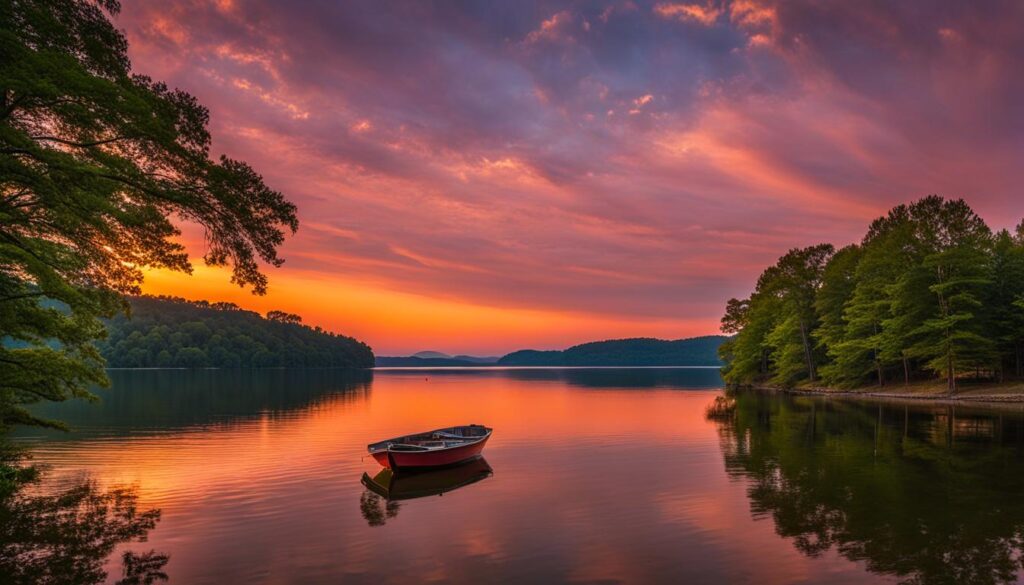 sunset views at Lake Dardanelle State Park