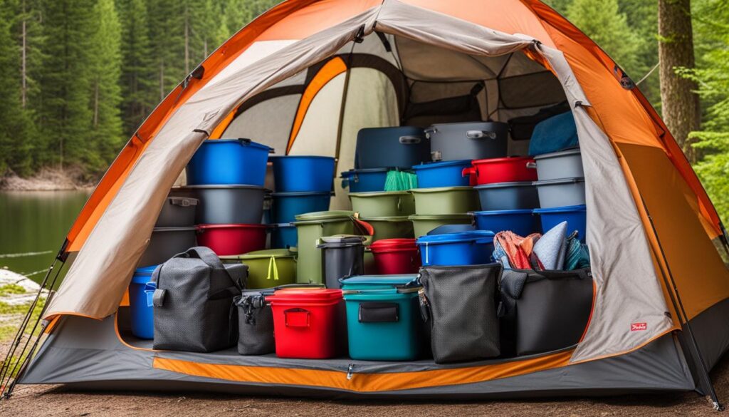 camping gear storage bins