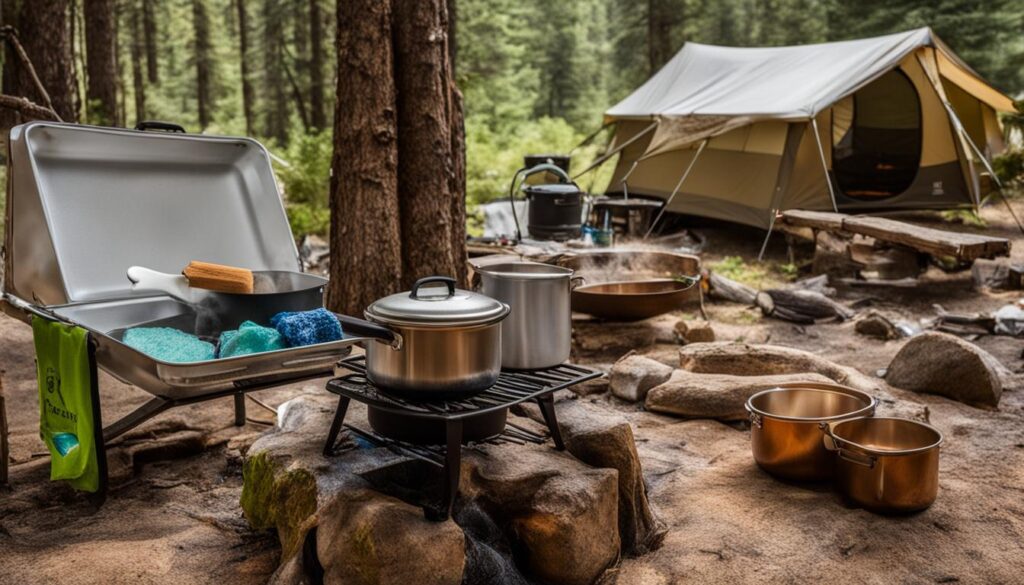 how to wash dishes camping