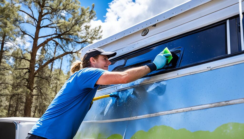 Cleaning a camper roof