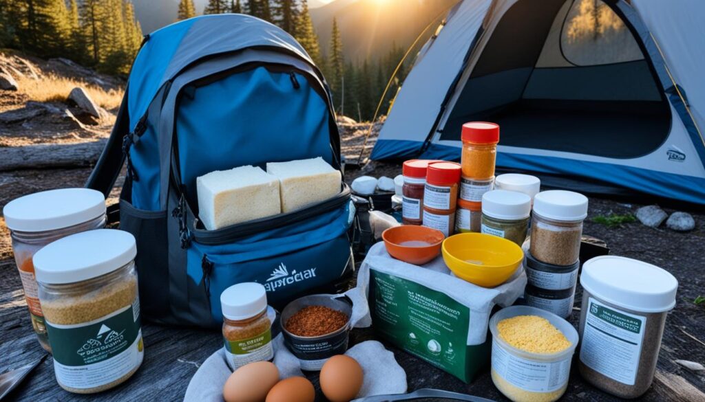packing powdered eggs for camping