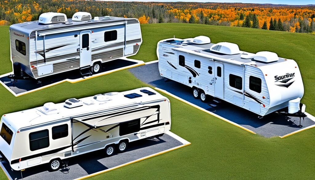 square footage of travel trailer, square footage of motorhome, largest RV square footage