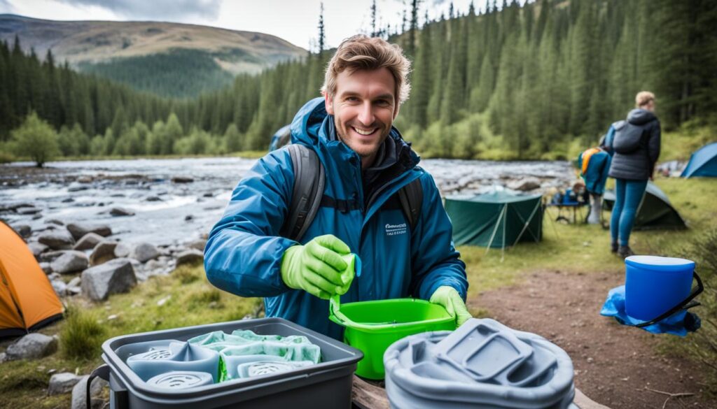 how to clean dishes while camping